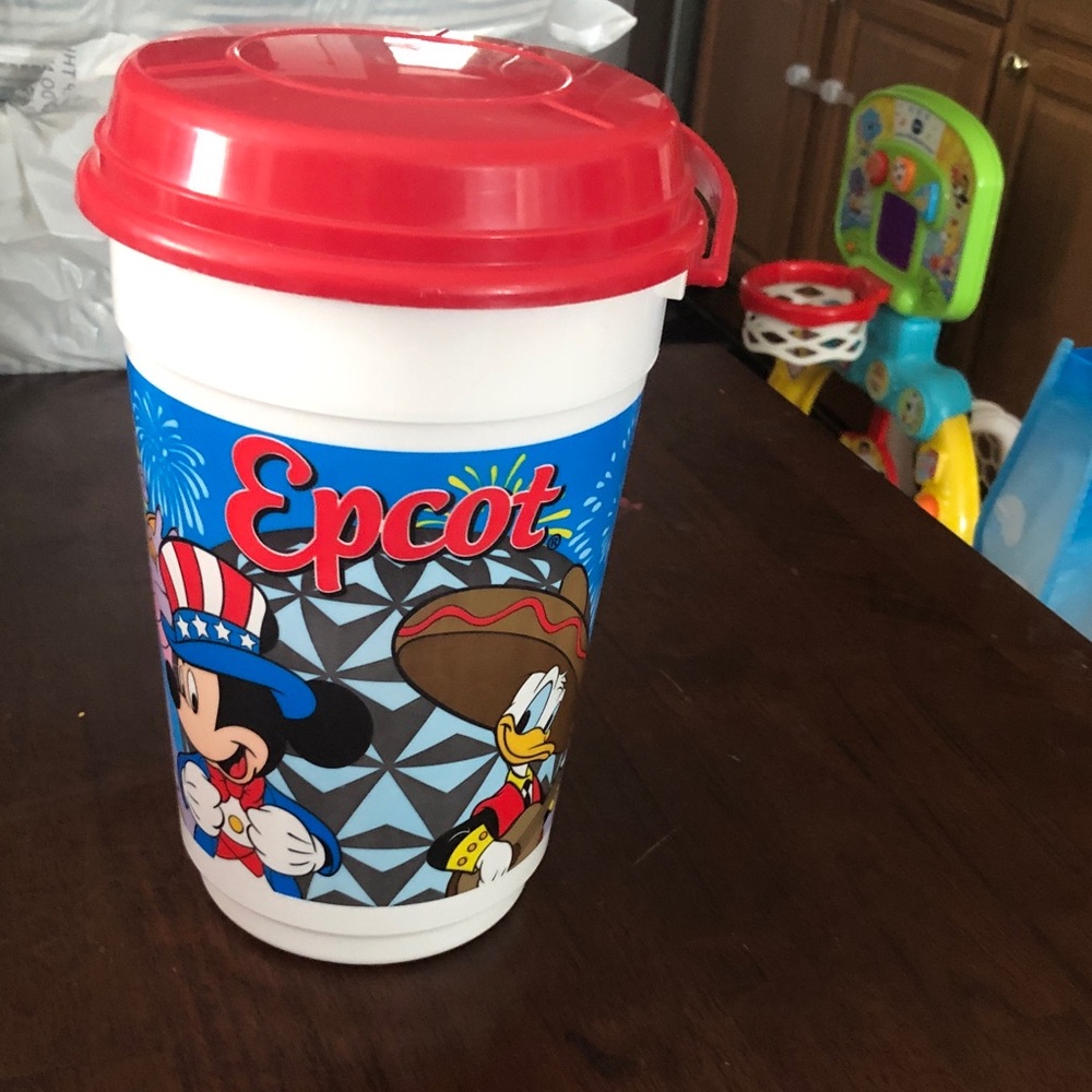 Epcot Disney Souvenir Popcorn Holder with Lid